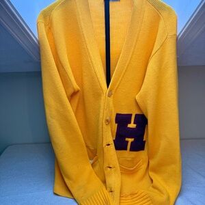 Vintage 1950s Letterman Sweater Gold and Purple H Bristol Products